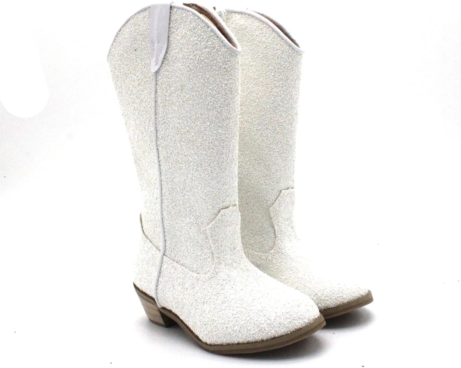 Girls Sequin Sparkly Cowboy Boots Kids ??hinestone Glitter Low Heel Wedding Dress Booties Western Pointed Toe Shoes