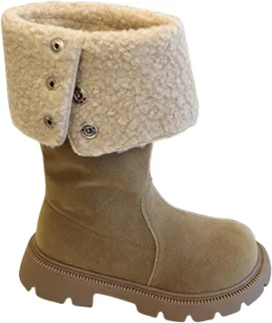 Girls Western Cowboy Snow Boots Kids Fuzzy Snow Shoes Winter Soft Warm Comfy Booties Rubber Sole Non Slip Shoes