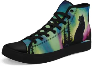 High-Top Canvas Shoes for Girls Boys Galaxy, Cat, Dogs Prints Fashion Sneakers Breathable Lightweight Casual Footwear