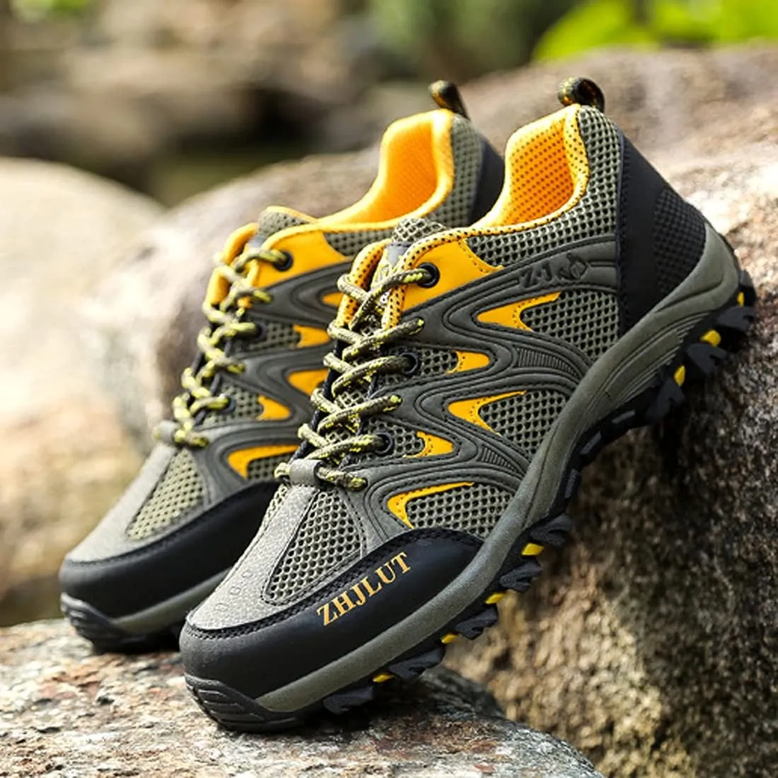 Hiking Boots Mens Walking Shoes Lace Up Backpacking Biking Sports Shoes Climbing Outdoor Low Rise Trekking