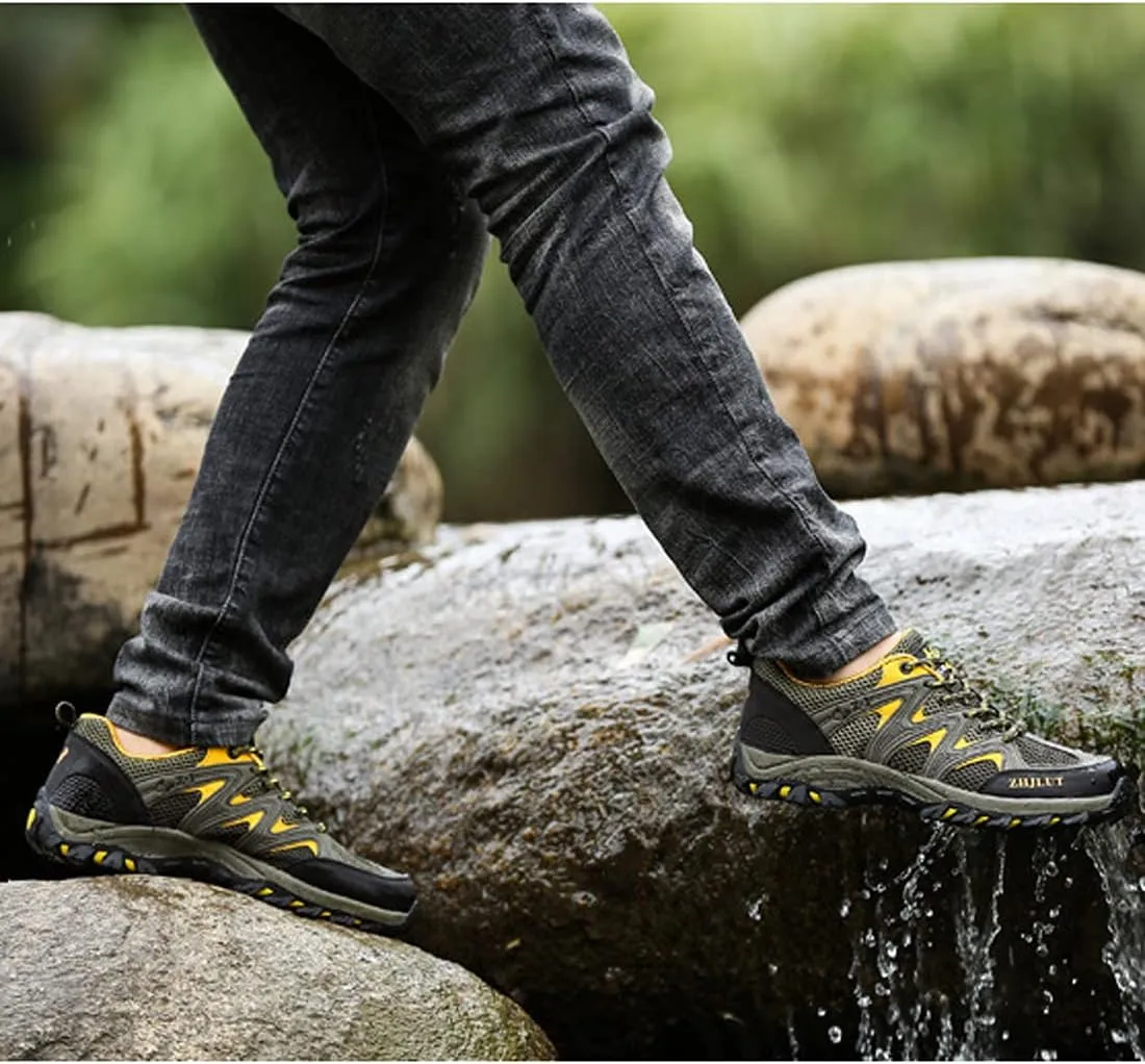 Hiking Boots Mens Walking Shoes Lace Up Backpacking Biking Sports Shoes Climbing Outdoor Low Rise Trekking
