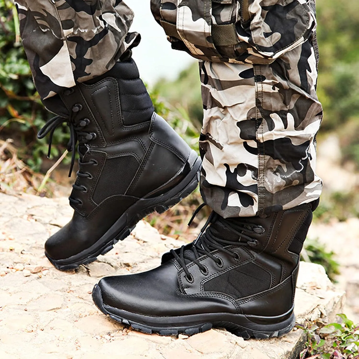 hongrenamz Mens Walking Boots Climbing Shoes Non-Slip Breathable Hiking Shoes Men Outdoor Trekking Hiking Footwear