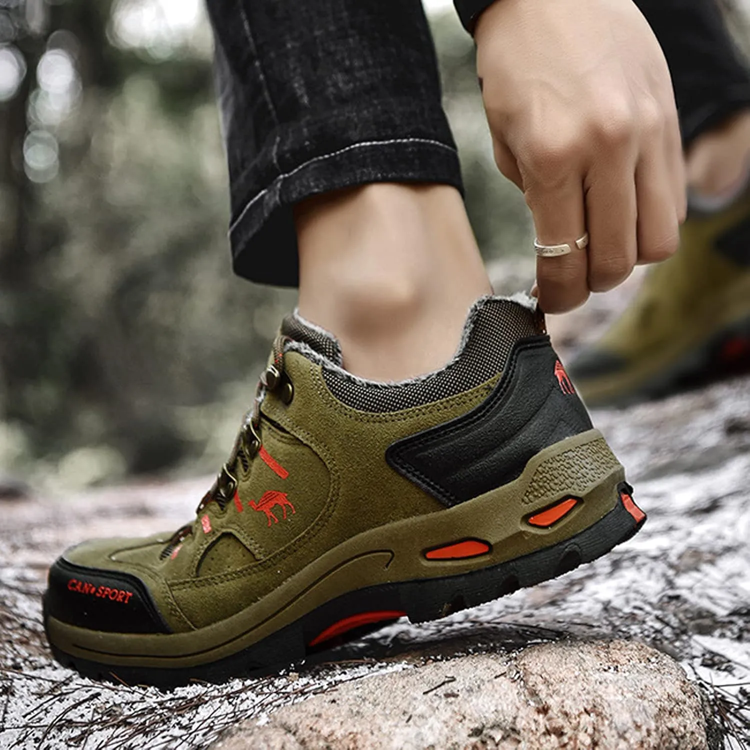 hongrenamz Men's Walking Shoes Waterproof Trekking Boots Low Rise Hiking Boots Trail Running Climbing Camping