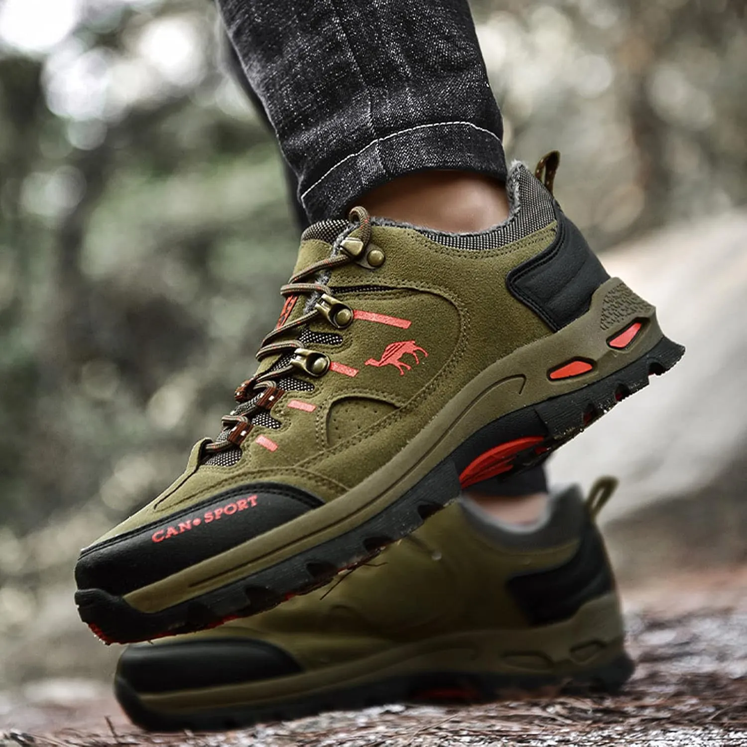 hongrenamz Men's Walking Shoes Waterproof Trekking Boots Low Rise Hiking Boots Trail Running Climbing Camping