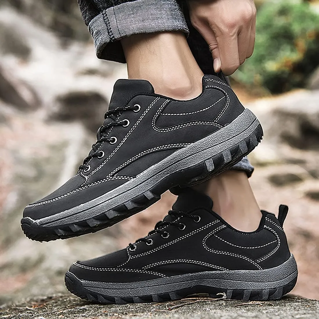 hongrenamz Walking Boots for Mens Womens Trekking Boots Waterproof Outdoor Hiking Climbing Fishing Lightweight Trainers