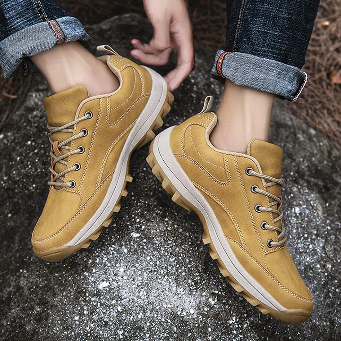 hongrenamz Walking Boots for Mens Womens Trekking Boots Waterproof Outdoor Hiking Climbing Fishing Lightweight Trainers