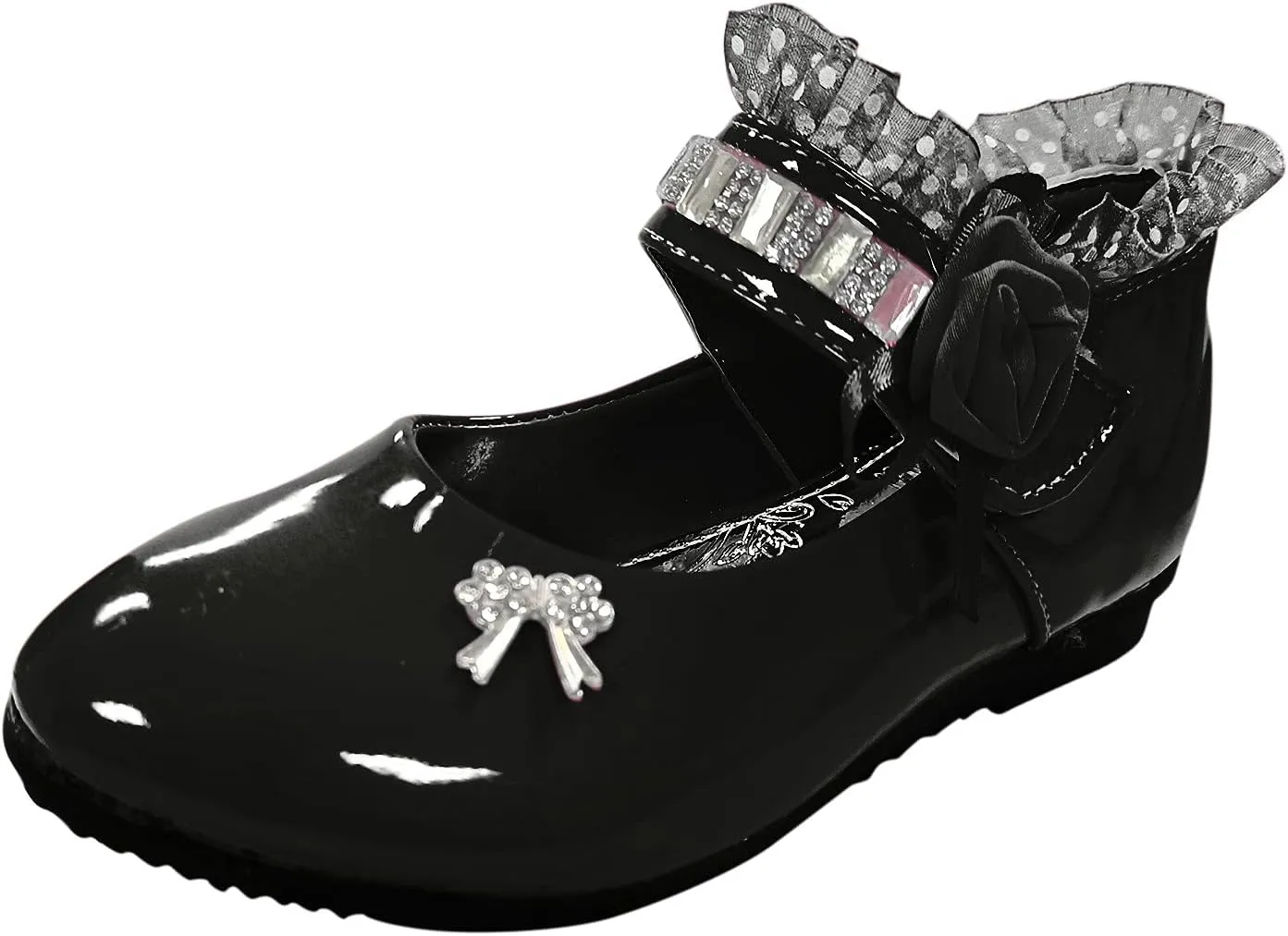Infant Girls Dress Shoes Closed Toe Princess Shoes Glitter Mary Jane Flats Low Heels Party Wedding Ballerina Loafers