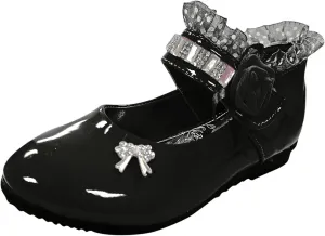 Infant Girls Dress Shoes Closed Toe Princess Shoes Glitter Mary Jane Flats Low Heels Party Wedding Ballerina Loafers