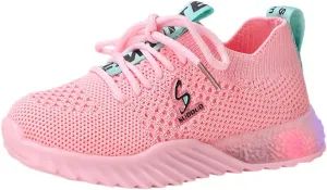 IWIHMIV Boys Girls Tennis Shoes for Running Athletic Walking Lightweight Breathable LED Light Luminous Sports Shoes