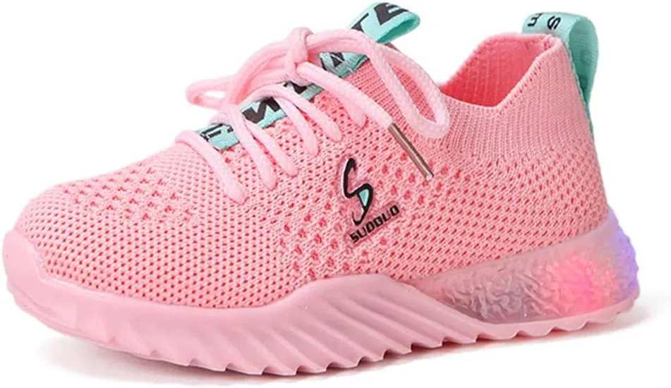 IWIHMIV Boys Girls Tennis Shoes for Running Athletic Walking Lightweight Breathable LED Light Luminous Sports Shoes