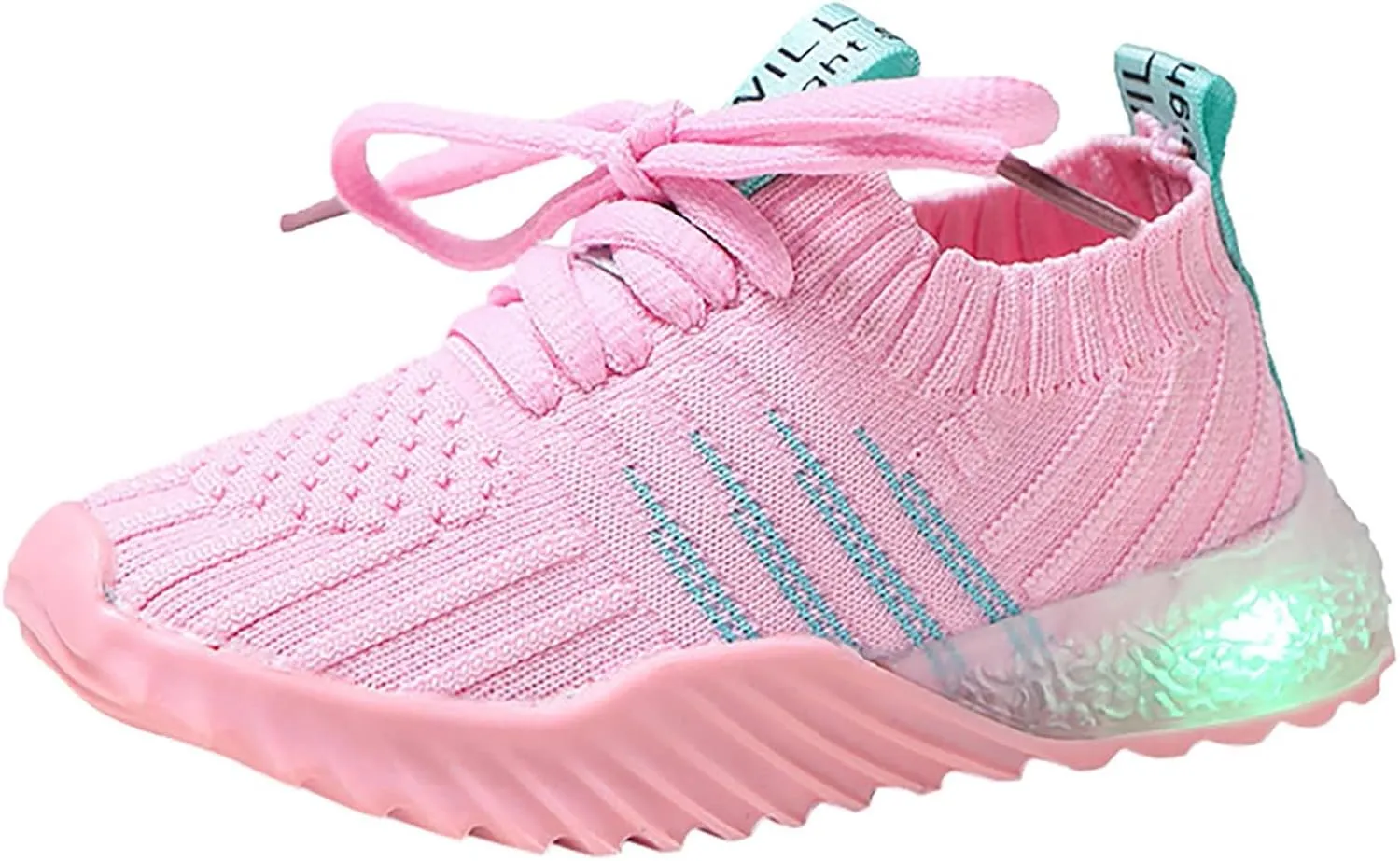 IWIHMIV Boys Luminous Shoes Kids Athletic Tennis Shoe Breathable Lightweight Slip on Sports Knit High-top Sport Shoes