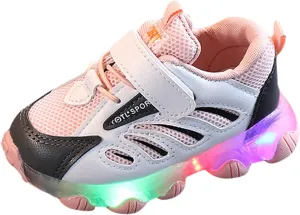 IWIHMIV Boys Running Shoes Kids Luminous Shoes Non-Slip Breathable Sport Athletic Tennis Running Shoes for Girls