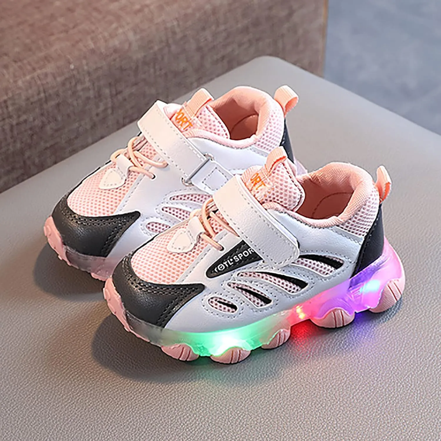 IWIHMIV Boys Running Shoes Kids Luminous Shoes Non-Slip Breathable Sport Athletic Tennis Running Shoes for Girls