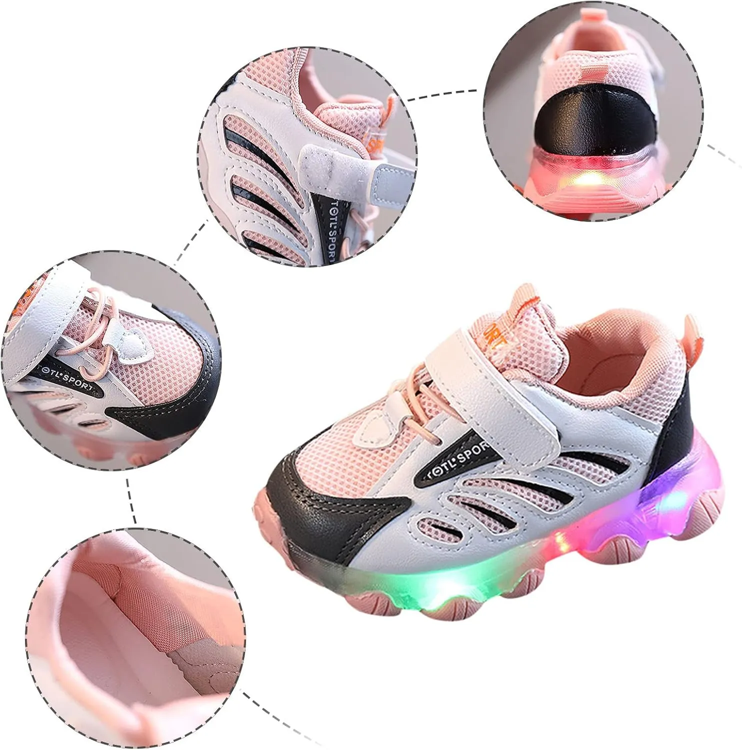 IWIHMIV Boys Running Shoes Kids Luminous Shoes Non-Slip Breathable Sport Athletic Tennis Running Shoes for Girls