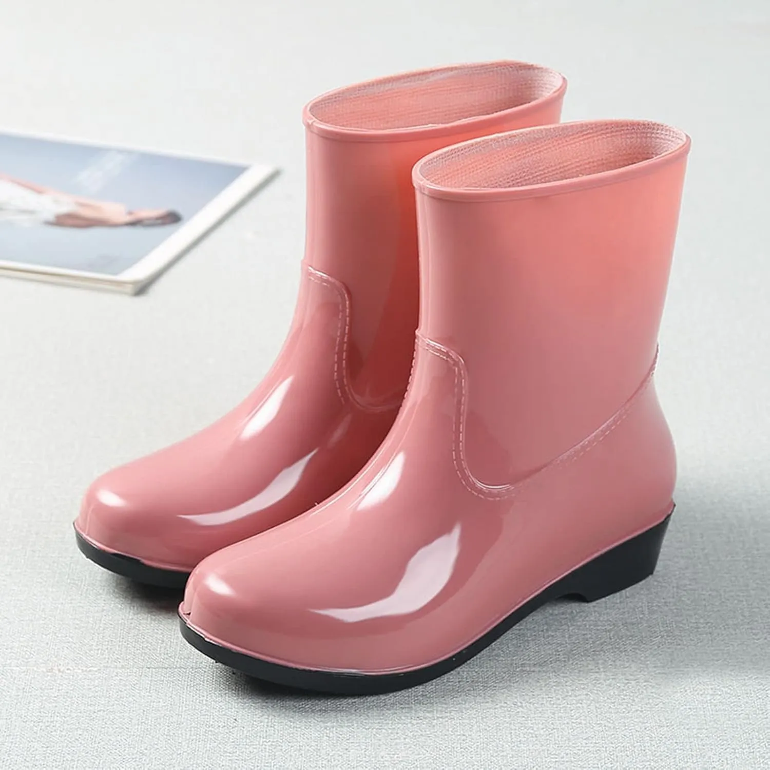 IWIHMIV Women's Rain Boots Rain Boots for Women Waterproof Rubber Boots Outdoor Comfort Boots Non-Slip Women Rain Shoes