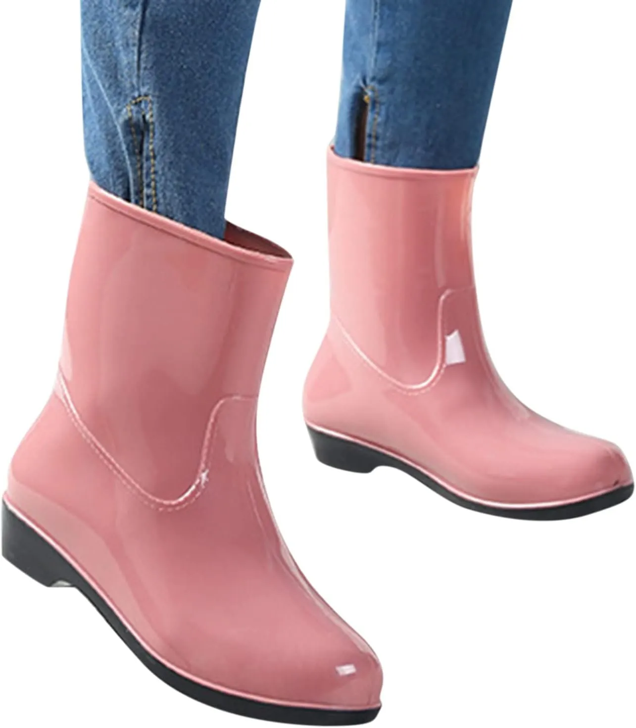 IWIHMIV Women's Rain Boots Rain Boots for Women Waterproof Rubber Boots Outdoor Comfort Boots Non-Slip Women Rain Shoes