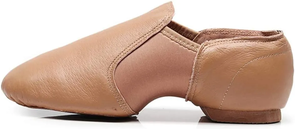 JUODVMP Women's Leather Upper and Suede Split Sole Jazz Ballet Yoga Dance Shoes,Model TJDBPUFBJS