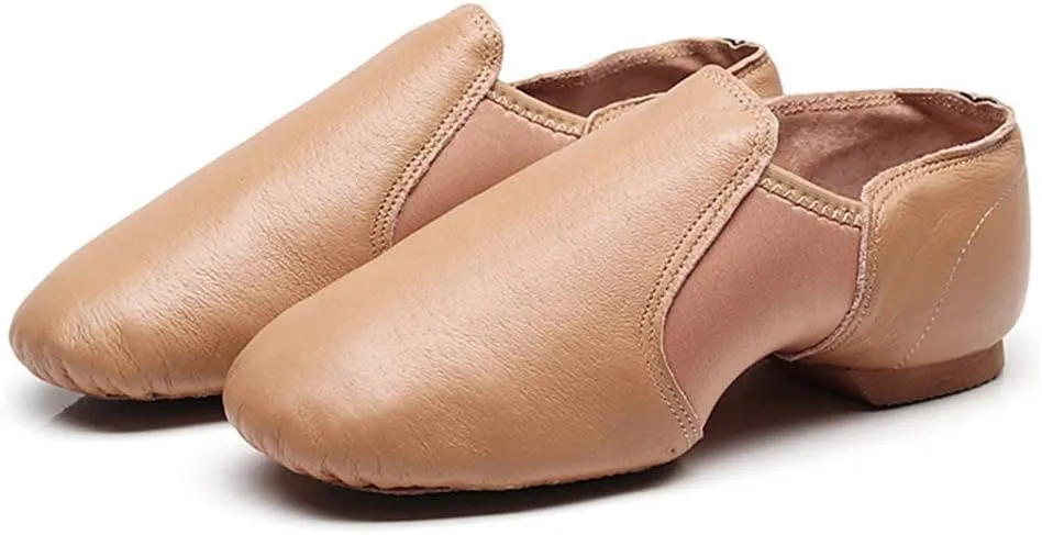 JUODVMP Women's Leather Upper and Suede Split Sole Jazz Ballet Yoga Dance Shoes,Model TJDBPUFBJS