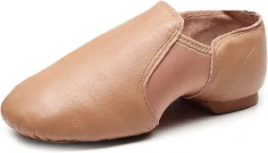 JUODVMP Women's Leather Upper and Suede Split Sole Jazz Ballet Yoga Dance Shoes,Model TJDBPUFBJS