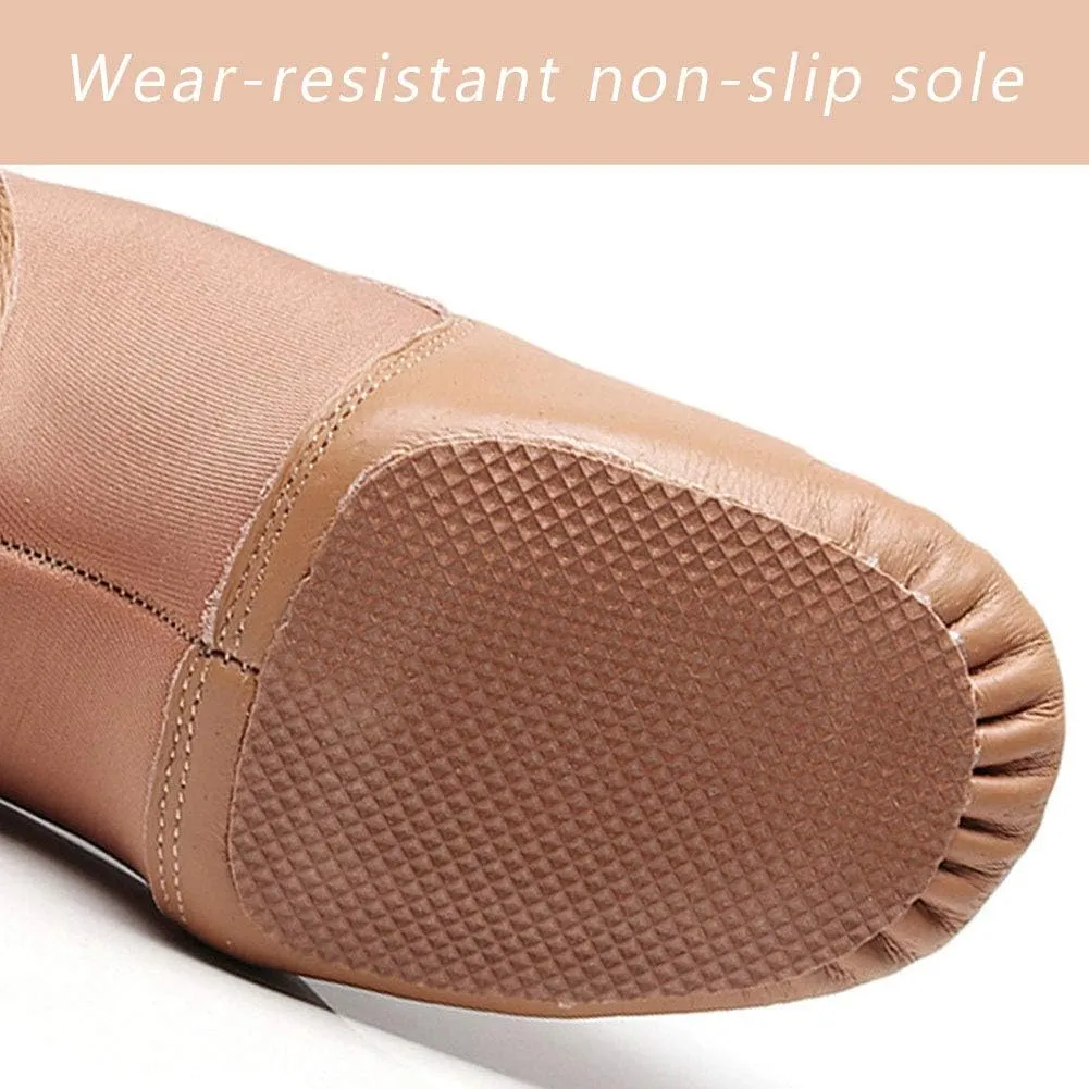JUODVMP Women's Leather Upper and Suede Split Sole Jazz Ballet Yoga Dance Shoes,Model TJDBPUFBJS