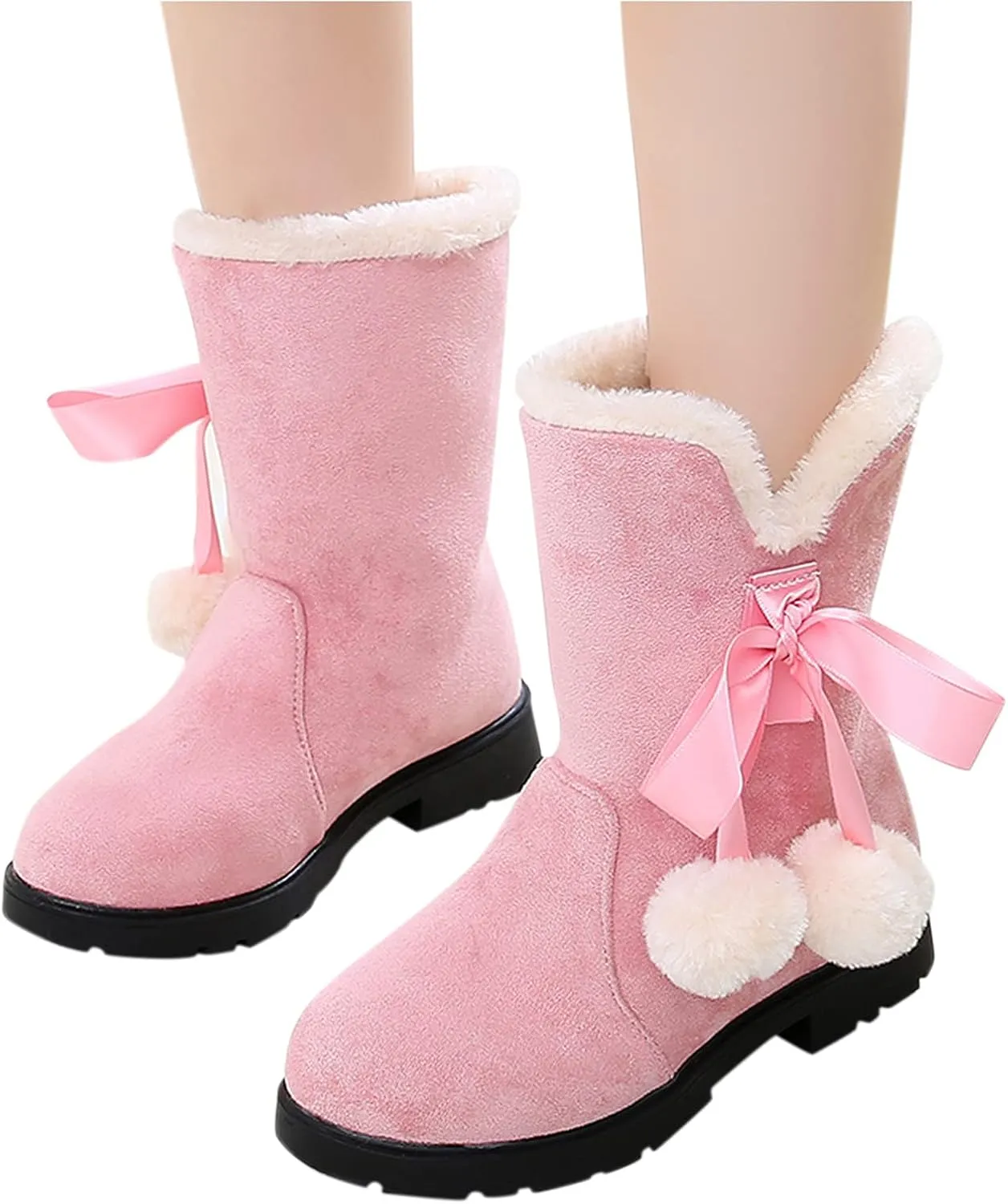Kids Baby Girls Little Kid/Big Kid 4-12 Years Bowkont Cotton Boots Snow Boots Winter Soft Sole Warm Fur Princess Shoes