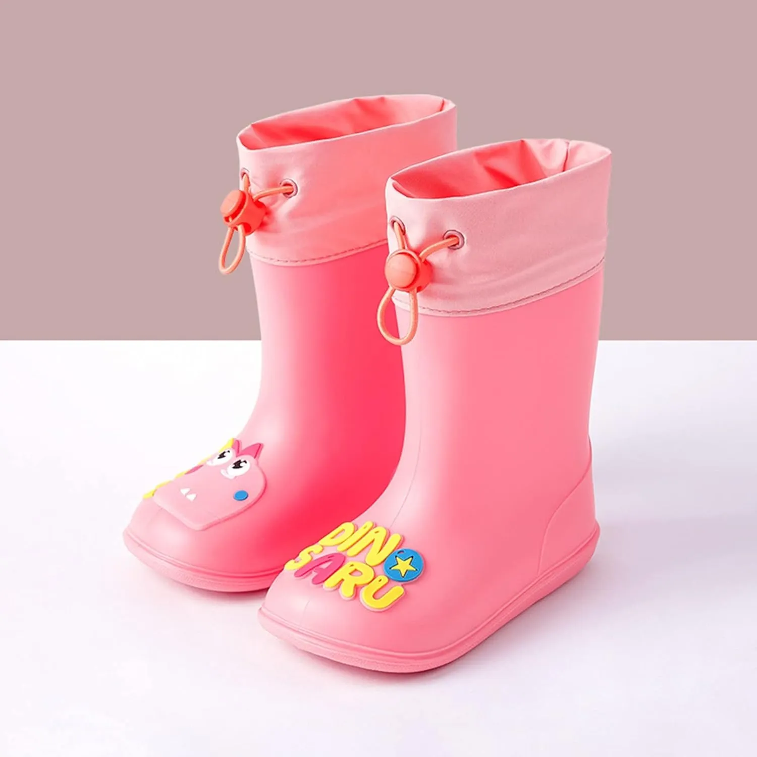 Kids Rain Boots for Boys Girls Waterproof Cute Dinosaur Rain Shoes Toddler Non Slip Easy-On Rubber Garden Boots