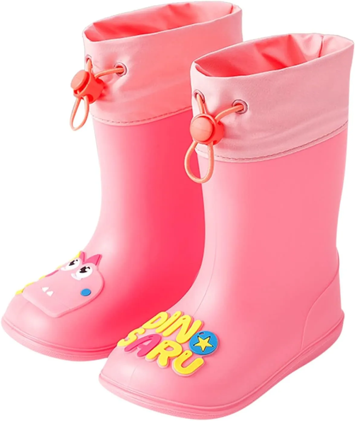 Kids Rain Boots for Boys Girls Waterproof Cute Dinosaur Rain Shoes Toddler Non Slip Easy-On Rubber Garden Boots