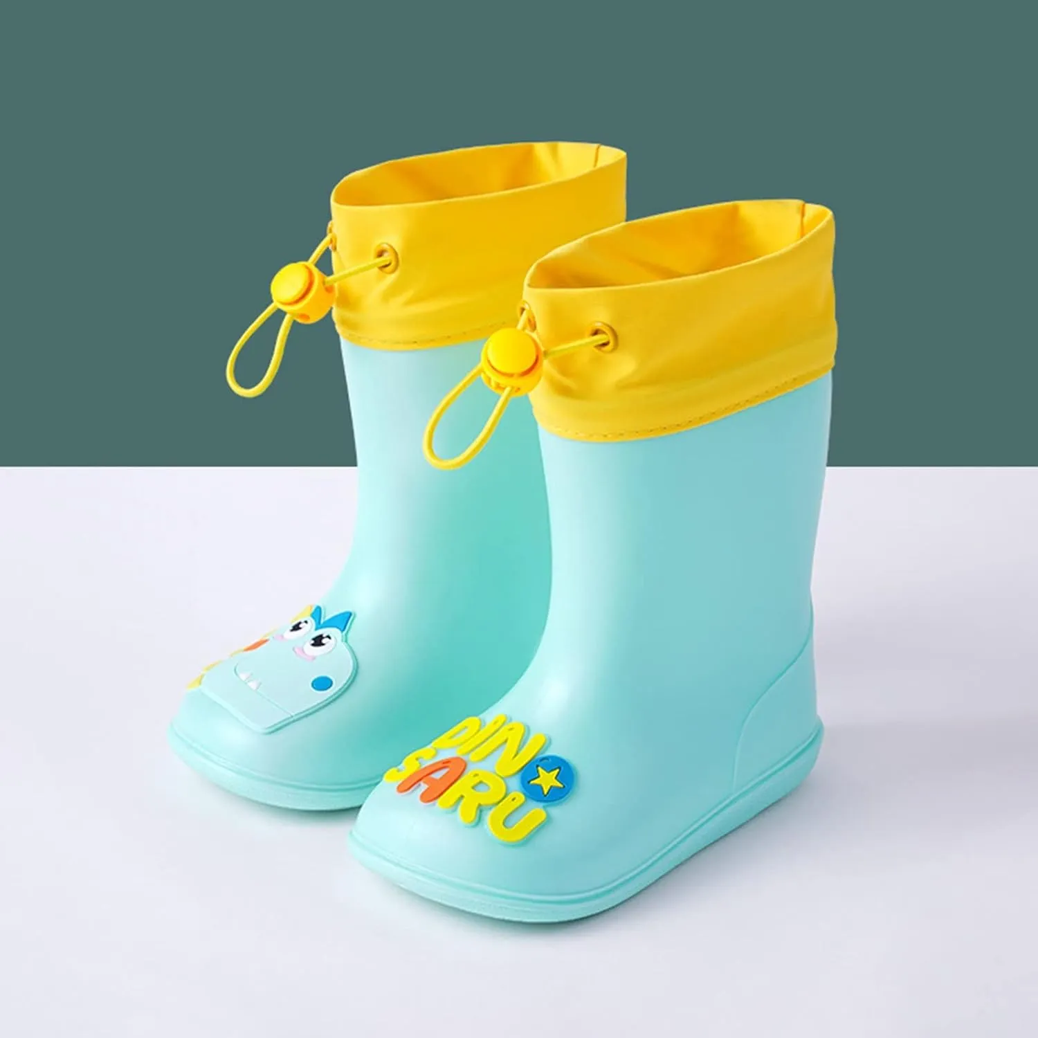 Kids Rain Boots for Boys Girls Waterproof Cute Dinosaur Rain Shoes Toddler Non Slip Easy-On Rubber Garden Boots