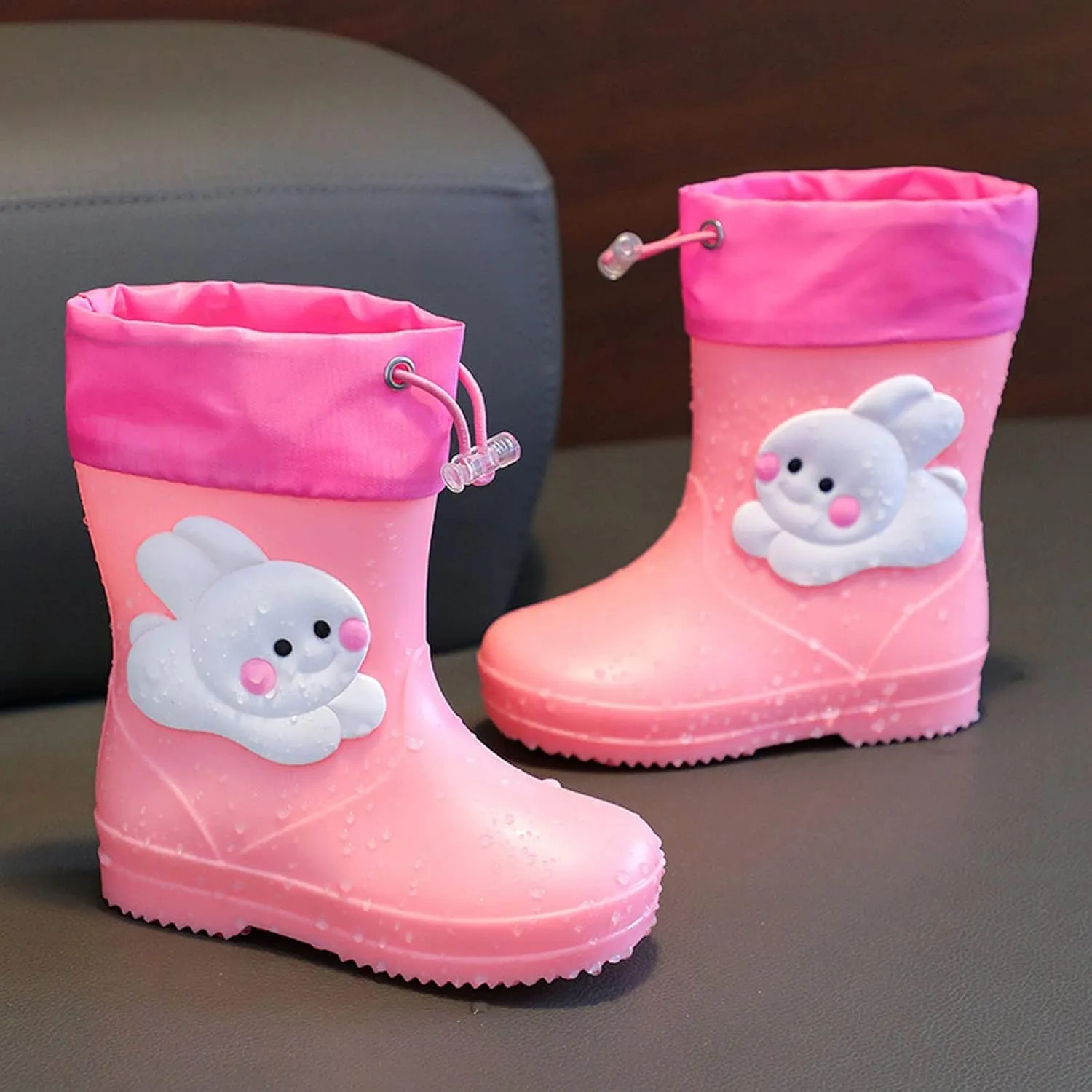 Kids Rain Boots for Boys Girls Waterproof Cute Rabbit Rain Shoes Toddler Rain Boots Non Slip Rubber Infant Snow Boots
