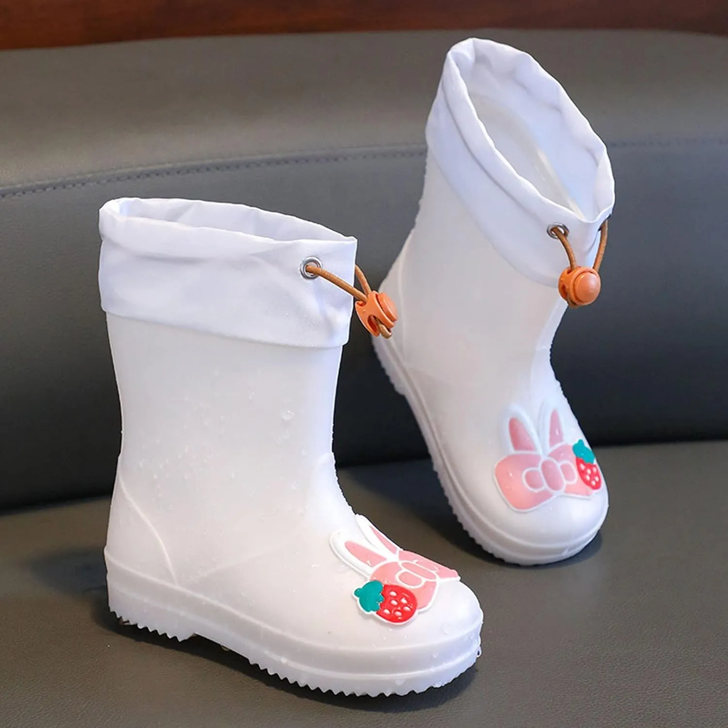 Kids Rain Boots for Boys Girls Waterproof Cute Rabbit Rain Shoes Toddler Rain Boots Non Slip Rubber Infant Snow Boots