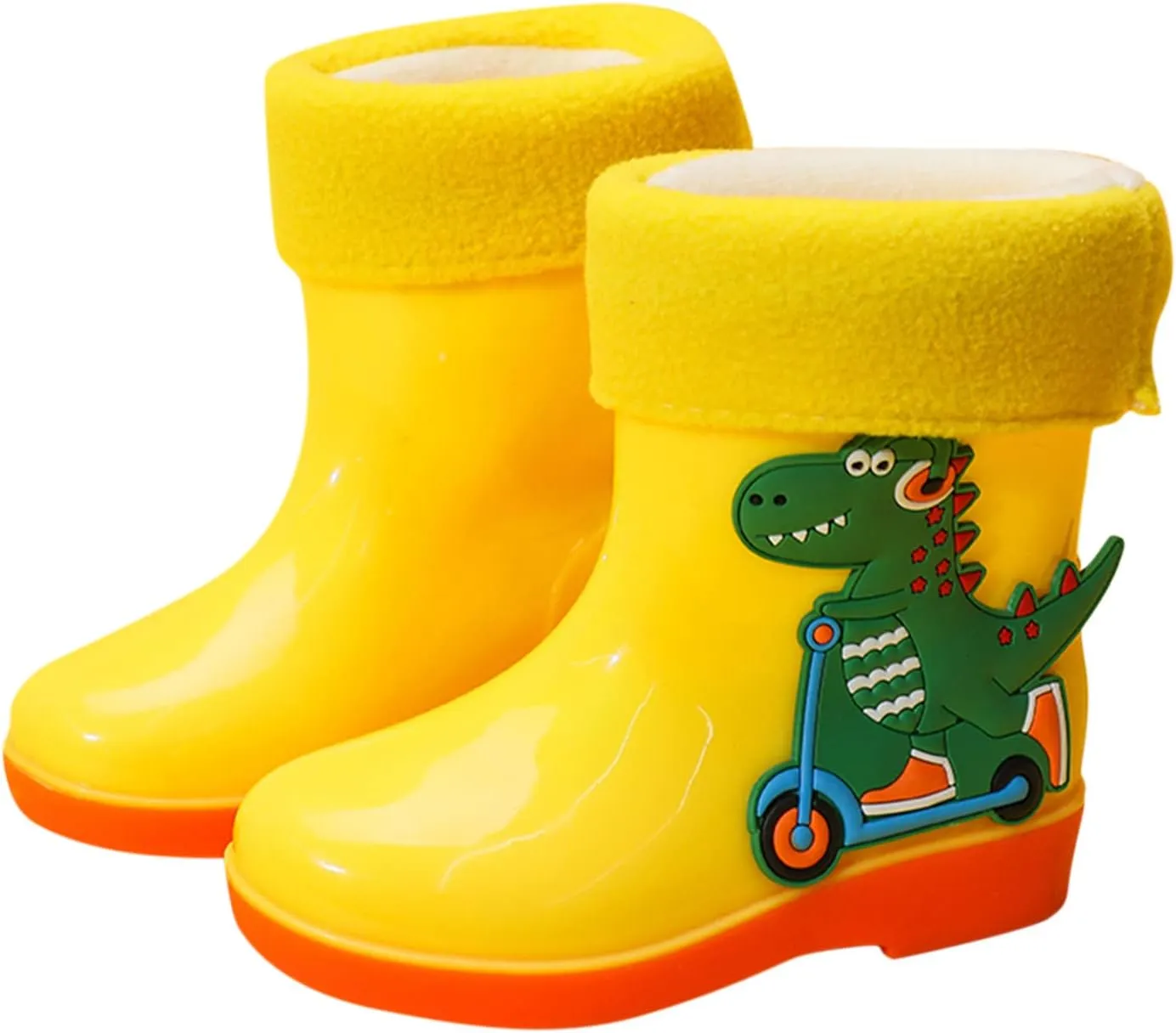 Kids Rain Boots for Girls Boys Toddler Waterproof Rubber Cute Dinosaur Mud Rubber Boots Winter Warm Shoes
