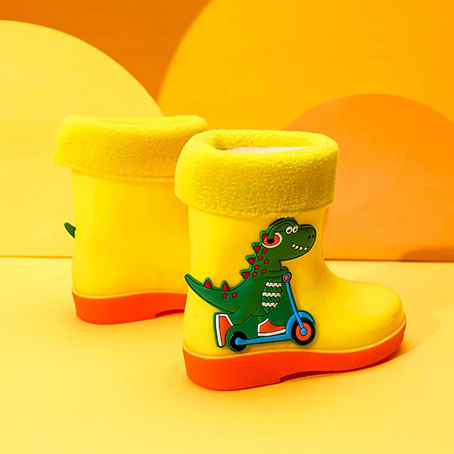 Kids Rain Boots for Girls Boys Toddler Waterproof Rubber Cute Dinosaur Mud Rubber Boots Winter Warm Shoes
