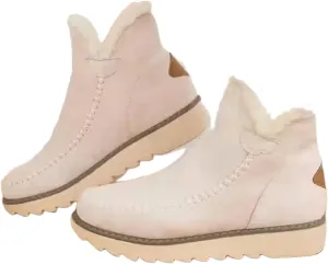 Ladmiple Trending Winter Boots For Women 2024 Snow Boots Faux Fur Lined Slip On Ankle Booties Fashion Warm Loafers Shoes