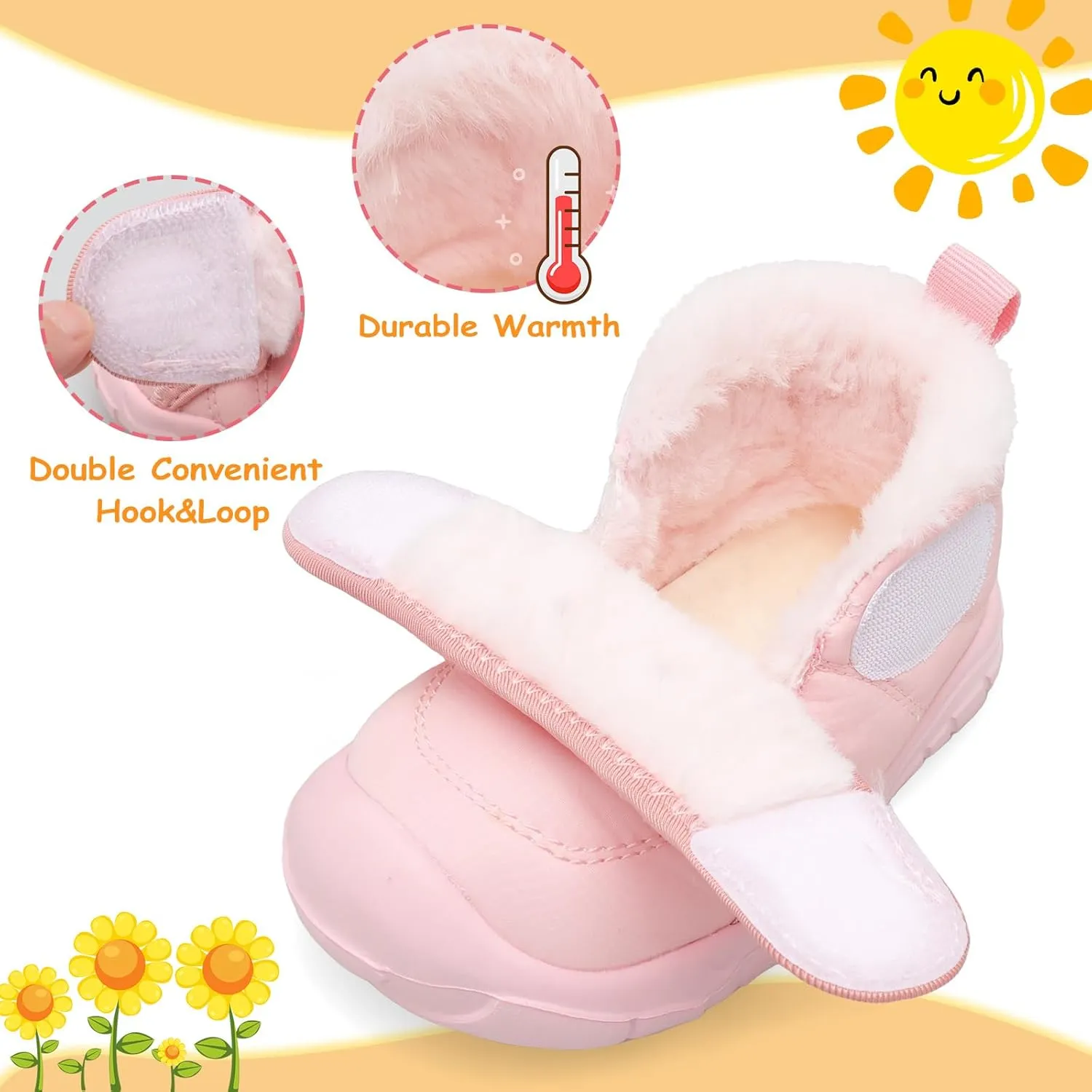 LeIsfIt Toddler Boots Girls Boys Wide Winter Boots Cozy Fleece Winter Shoes Indoor Outdoor Warm Shoes