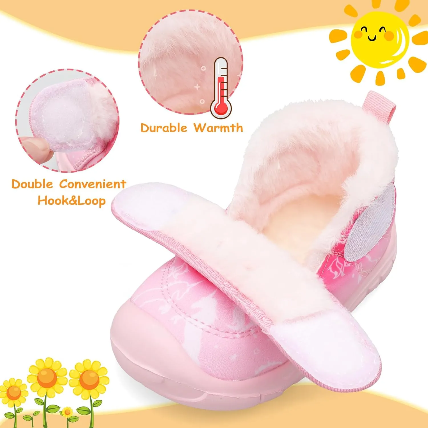 LeIsfIt Toddler Boots Girls Boys Wide Winter Boots Cozy Fleece Winter Shoes Indoor Outdoor Warm Shoes