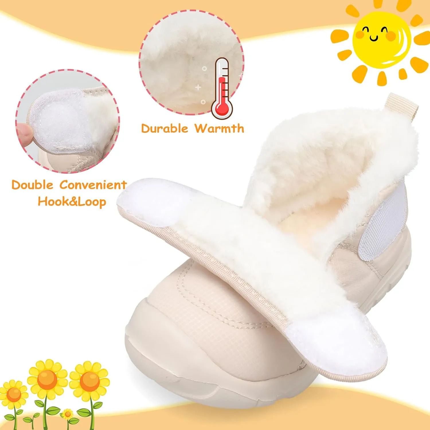 LeIsfIt Toddler Boots Girls Boys Wide Winter Boots Cozy Fleece Winter Shoes Indoor Outdoor Warm Shoes