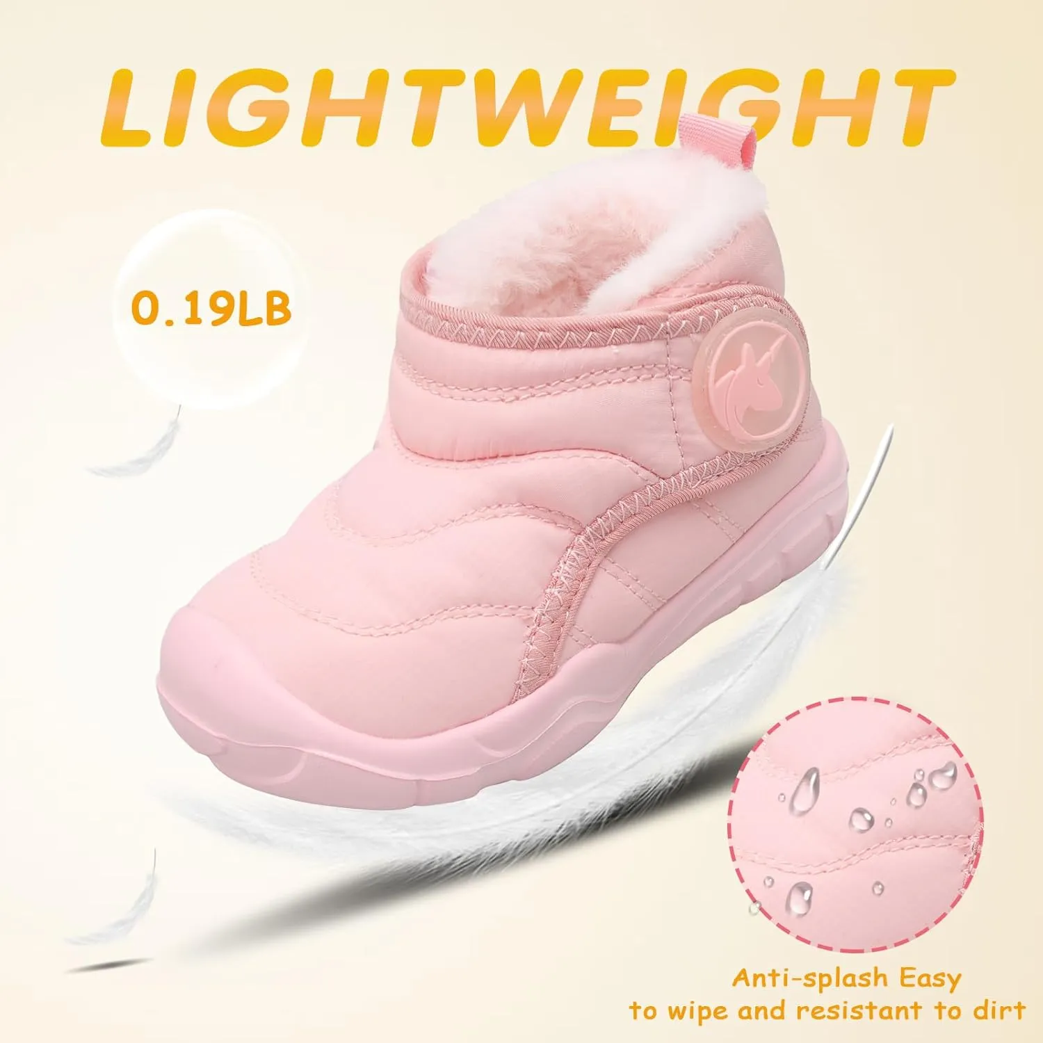 LeIsfIt Toddler Boots Girls Boys Wide Winter Boots Cozy Fleece Winter Shoes Indoor Outdoor Warm Shoes