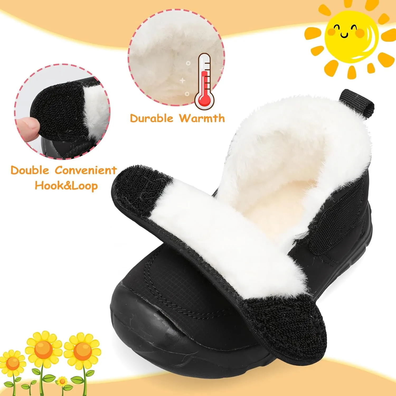LeIsfIt Toddler Boots Girls Boys Wide Winter Boots Cozy Fleece Winter Shoes Indoor Outdoor Warm Shoes