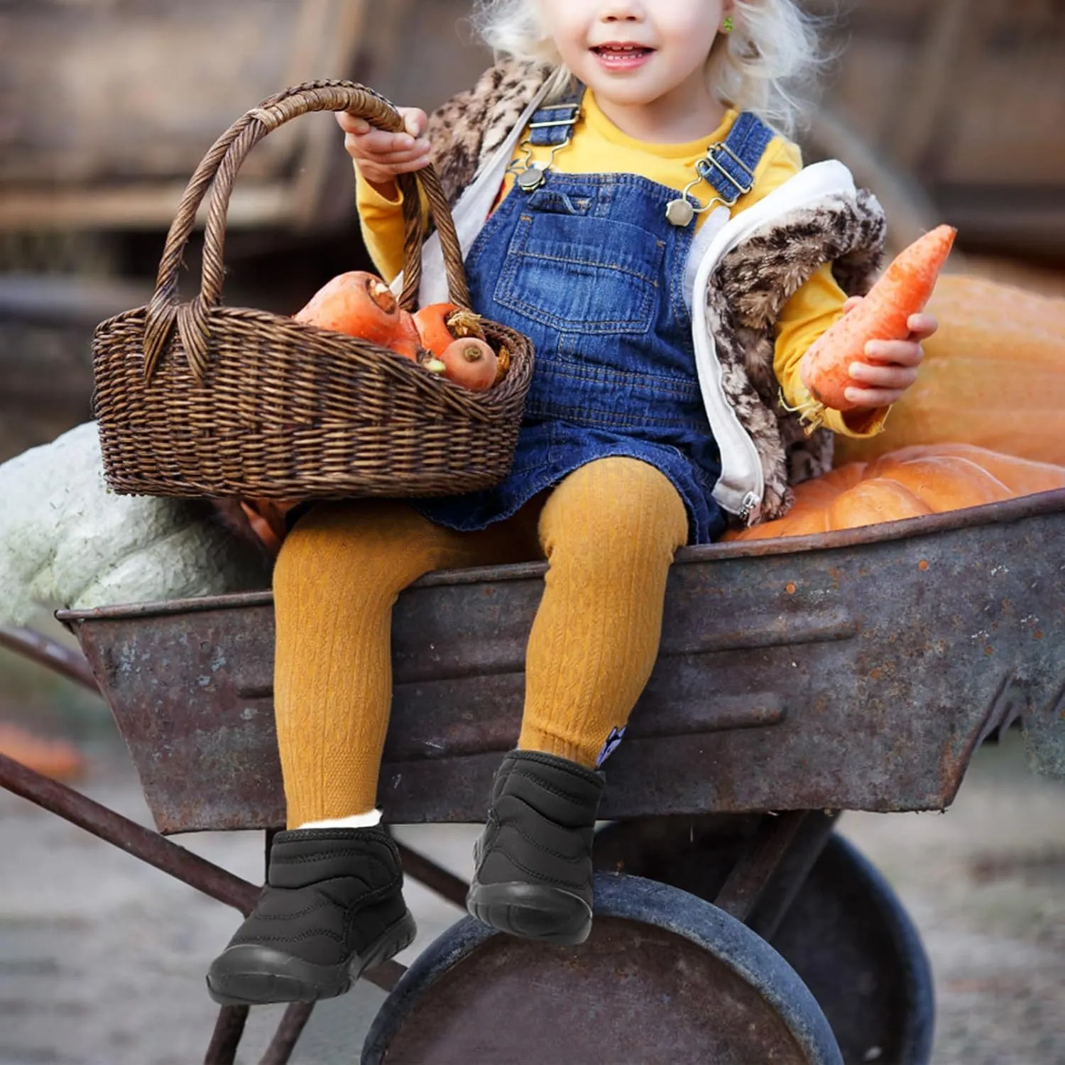 LeIsfIt Toddler Boots Girls Boys Wide Winter Boots Cozy Fleece Winter Shoes Indoor Outdoor Warm Shoes