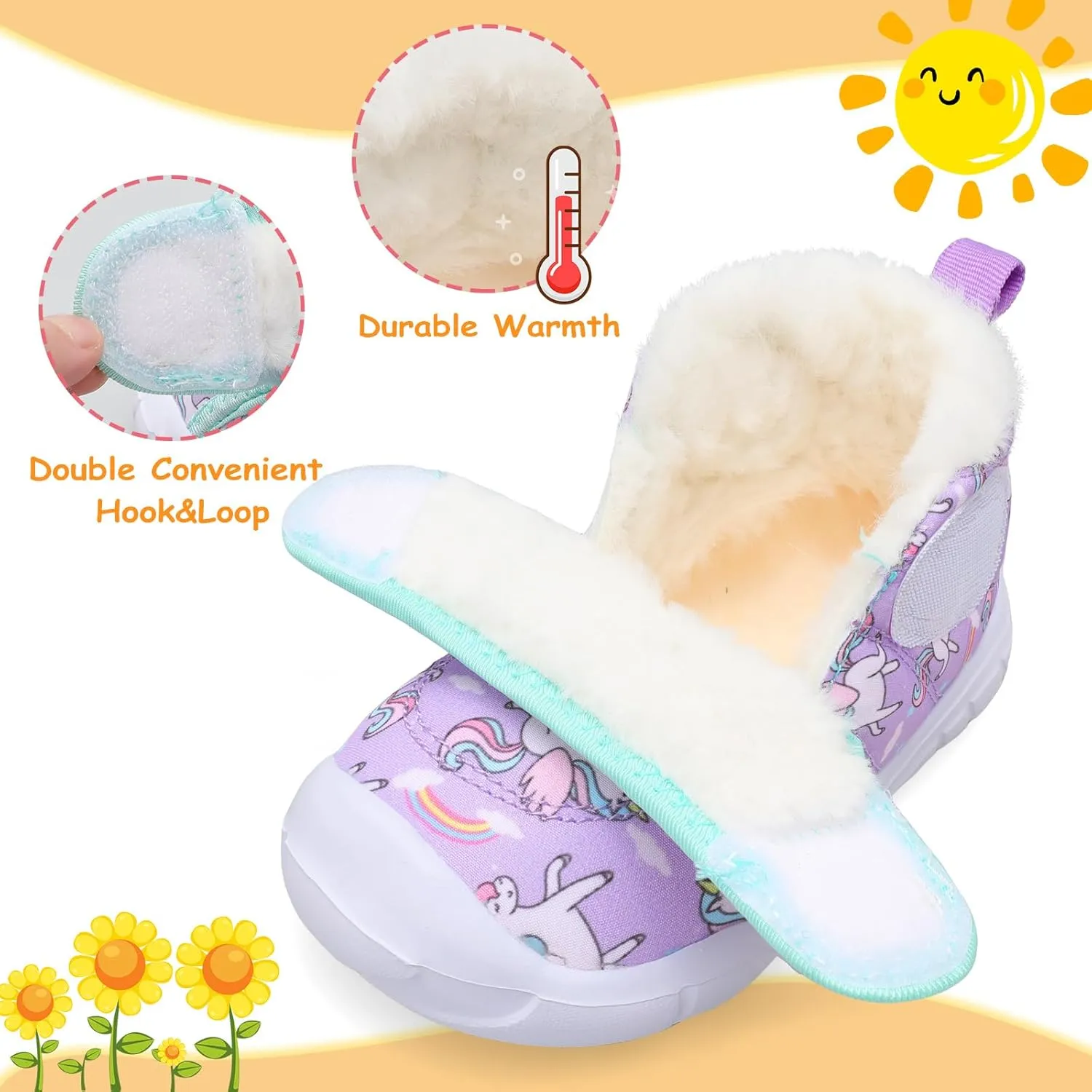 LeIsfIt Toddler Boots Girls Boys Wide Winter Boots Cozy Fleece Winter Shoes Indoor Outdoor Warm Shoes