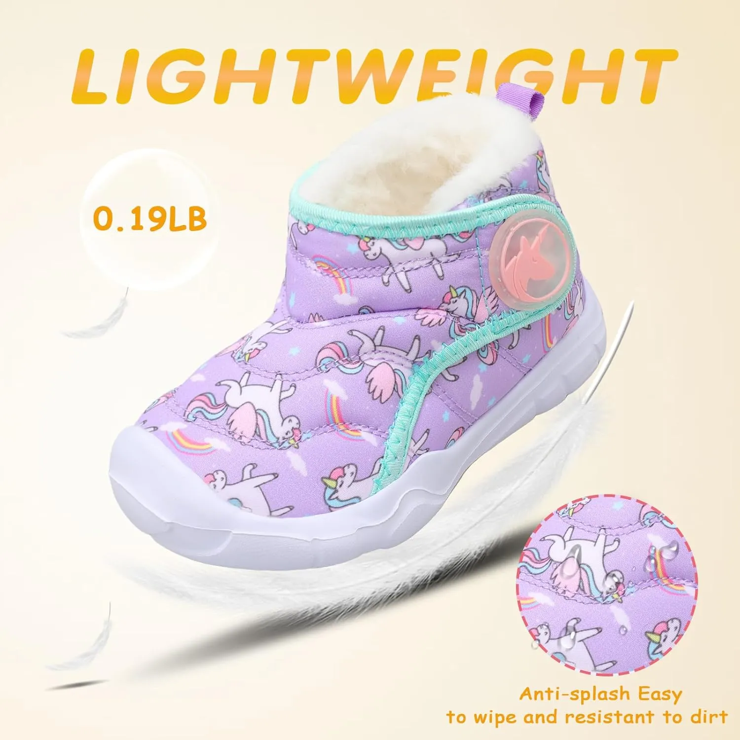 LeIsfIt Toddler Boots Girls Boys Wide Winter Boots Cozy Fleece Winter Shoes Indoor Outdoor Warm Shoes