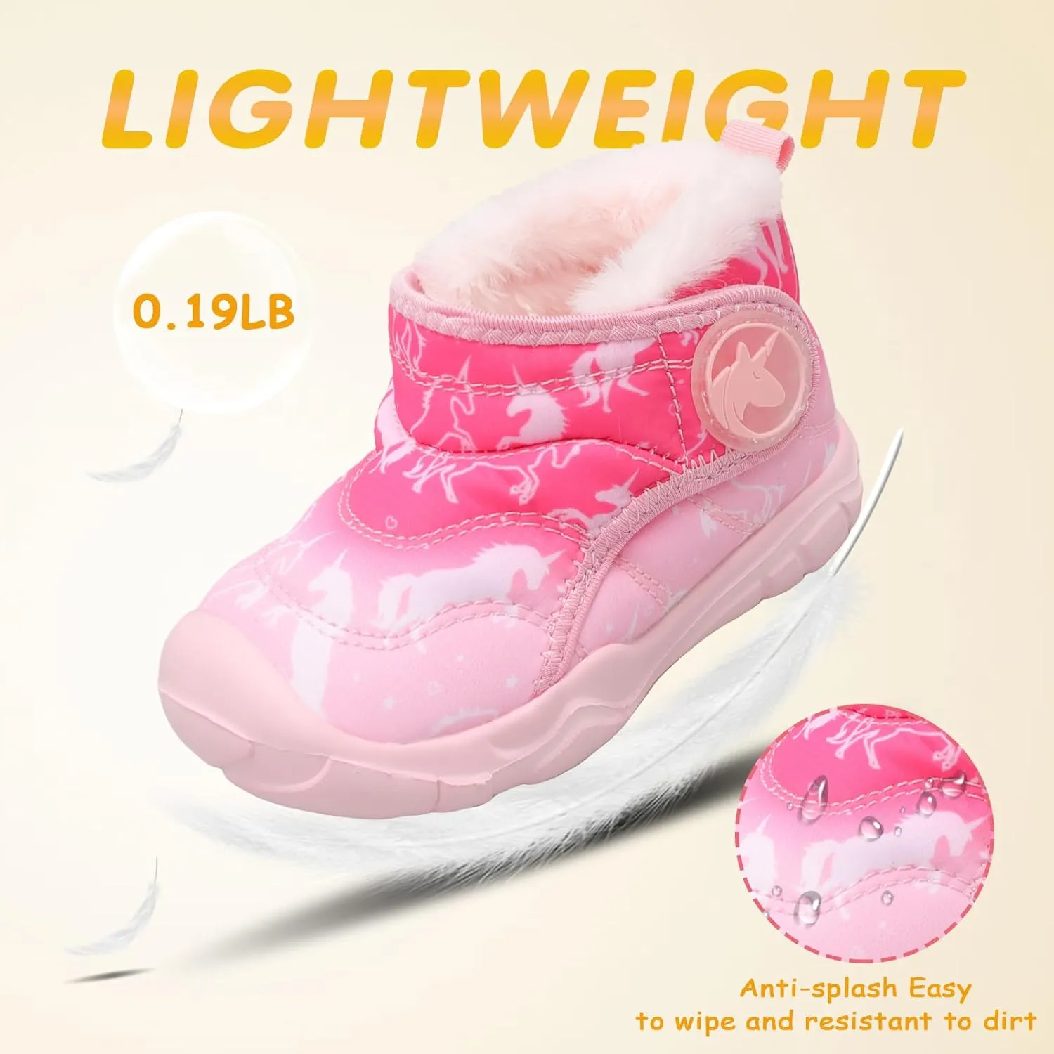 LeIsfIt Toddler Boots Girls Boys Wide Winter Boots Cozy Fleece Winter Shoes Indoor Outdoor Warm Shoes