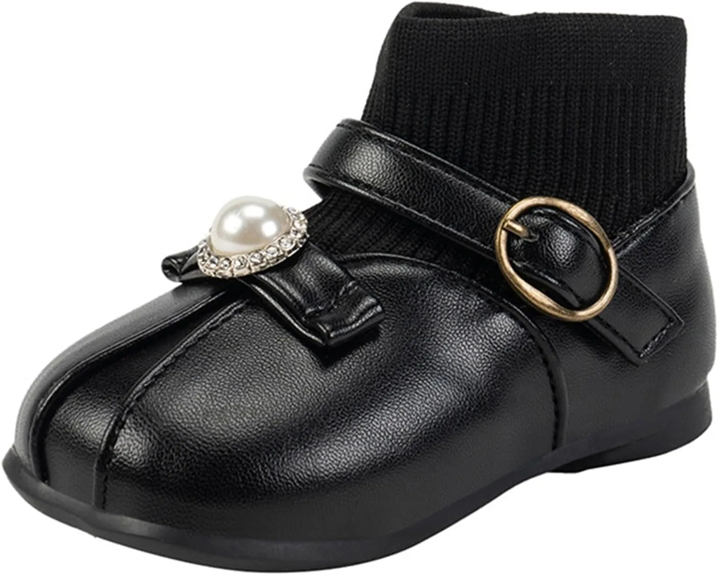 Lightweight Toddler Girls Low Heel Dress Shoes PU Leather Casual Pary Wedding Socks Ankle Boots Rain Boots for Toddler