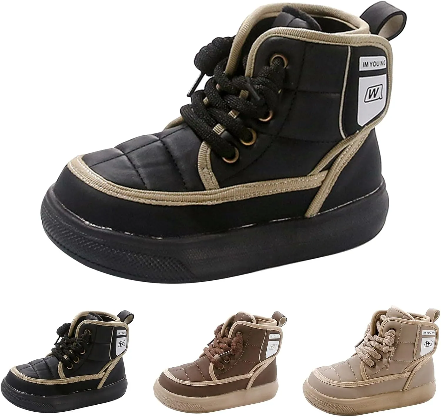 Little/Big Kids Snow Boots Boys Girls Winter Thicken Cozy Warm Nonslip Lightweight Outdoor Walking Hiking Shoes