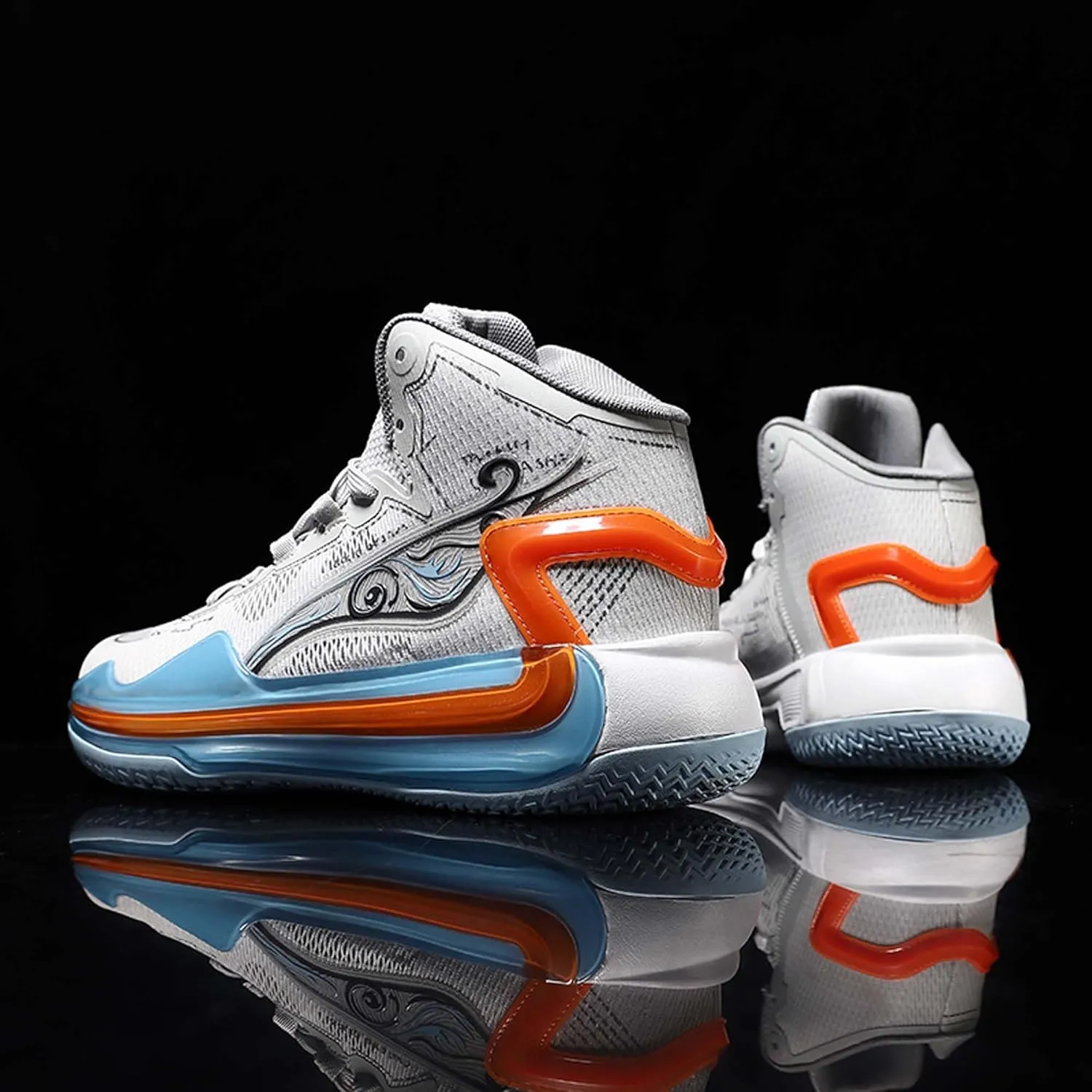 Men and Women Comfortable and Breathable Basketball Sneakers Mid Top Lace Up Non Slip Running Shoes Lightweight Carrying Casual Walking Shoes Durable Cross Training Shoes Skateboarding Shoes