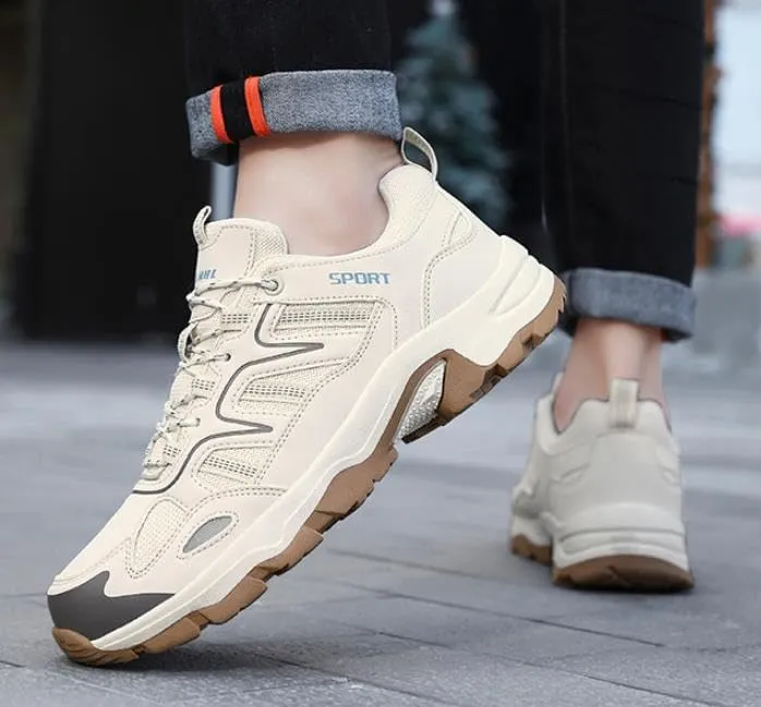 Men Non-Slip Climbing Shoes Waterproof Sports Hiking Shoes Cross-Country Running Shoes Outdoor Travel Camping Backpacking Shoes Comfortable Outdoor Sneakers