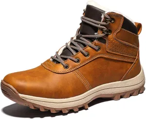 Men Warm Snow Boots Soft Sole Fur Lined Waterproof Winter Ankle Hiking Climbing Walking Booties