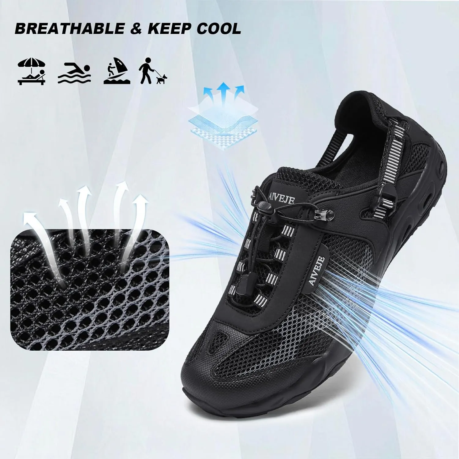Men??s Amphibious Water Shoes - Summer Hiking Athletic Water Sandals Closed Toe Aqua Sneakers
