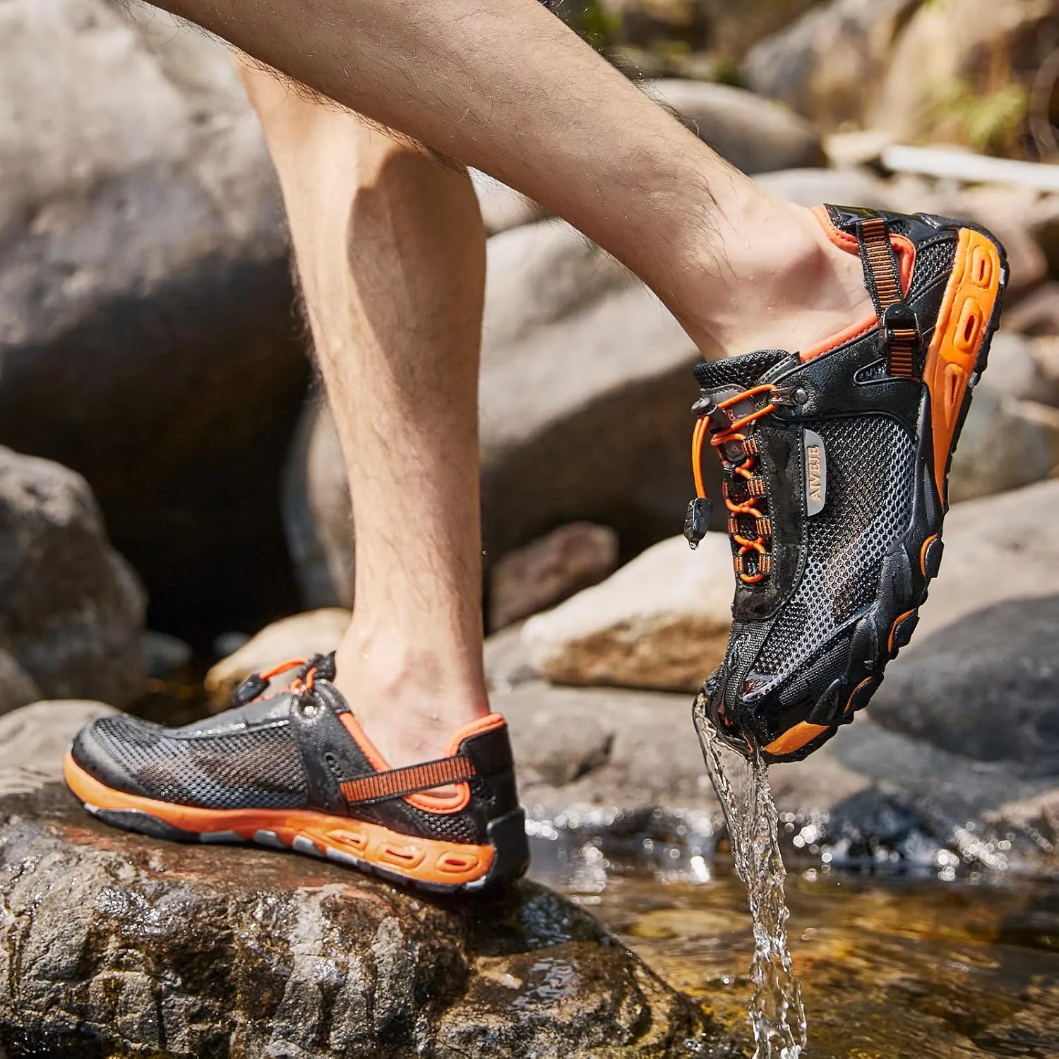 Mens Amphibious Water Shoes - Summer Hiking Athletic Water Sandals Closed Toe Aqua Sneakers