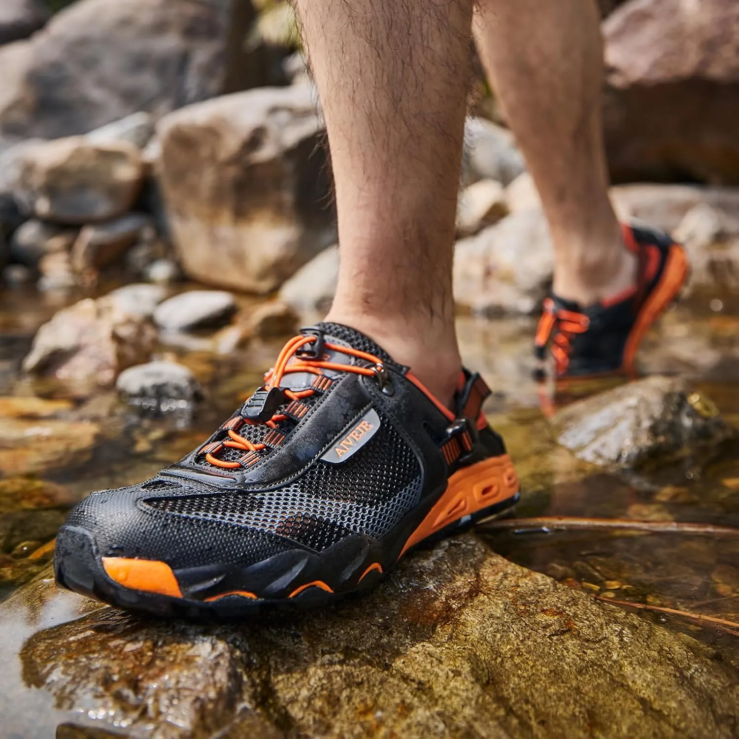 Mens Amphibious Water Shoes - Summer Hiking Athletic Water Sandals Closed Toe Aqua Sneakers